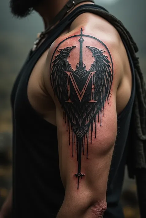 Berserk Sacrifice Mark tattoo and the letter m