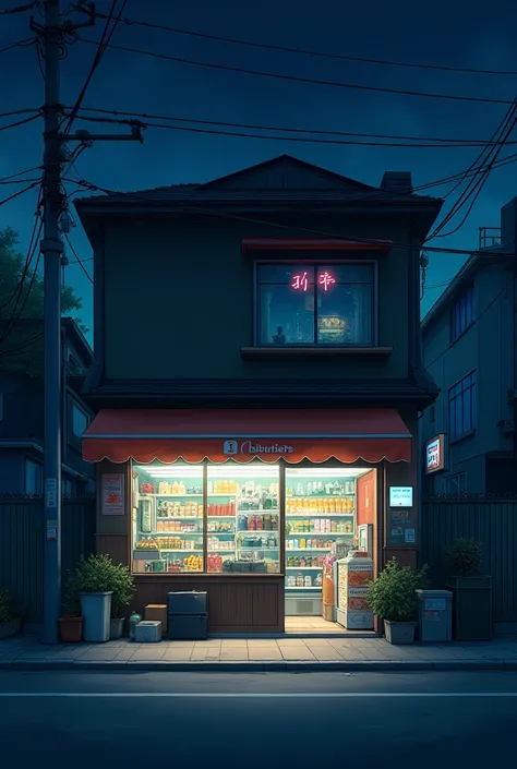 Minimart anime with no people at night