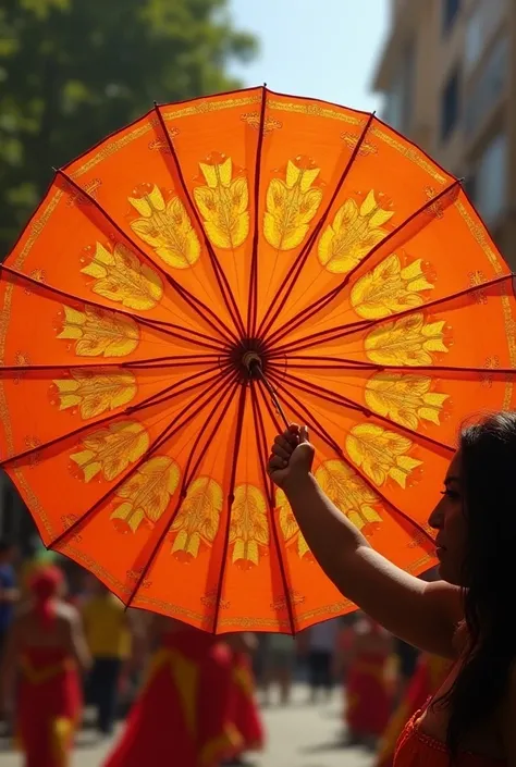 Orange and gold frevo umbrella