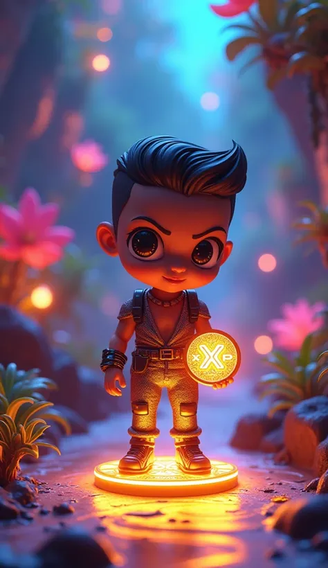 Design a series of luxury collectible cartoon figurines with a futuristic and stylized aesthetic, representing influential and socially significant real-life figures. Each figurine should closely resemble the appearance and iconic traits of its character, ...