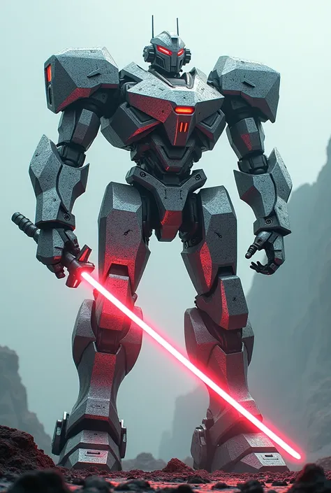 Robot warrior ,  of Diamond , strong, realistic, With a lightsaber  
