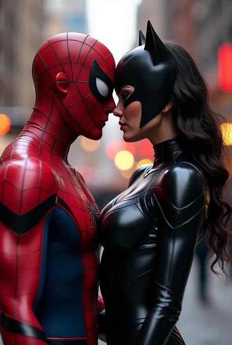 Generate an image of Marvel comics characters Spider-Man and Black Cat having sex 