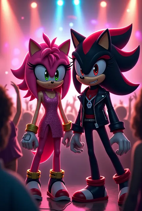 Amy Rose and Shadow the hedgehog in Hot Honey concert clothes