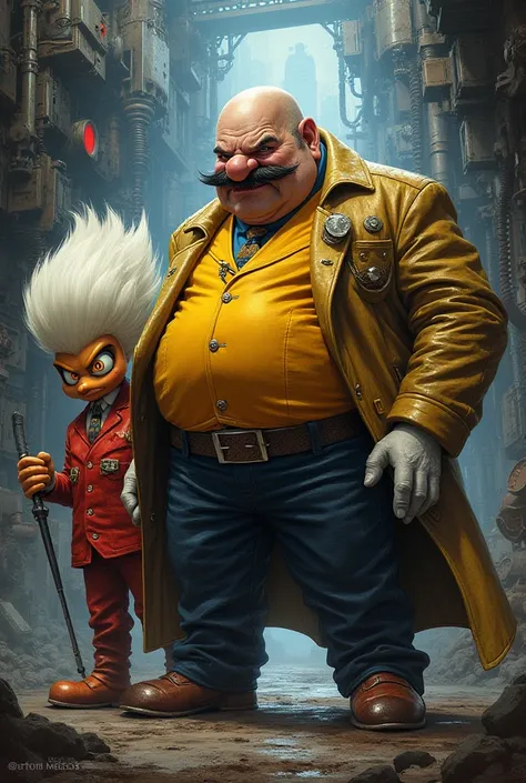 Create Doctor Eggman with his ally white hair and yellow eyes