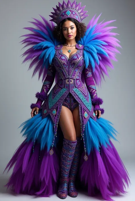 Peruvian carnival costume for women In purple, blue, modern, innovative, not so traditional with more details. 