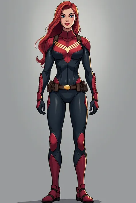 Create a female superhero uniform based on the Henry Danger series and similar to that of Captain Man and Danger
