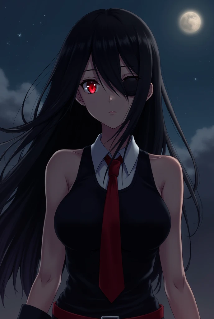 Akame (Akame ga kill!), ( body masterpiece,  best quality), ((( moonlit night ,  intricate details, lush detail,  incredibly detailed face,  beautiful red eyes ,  glowing skin, Sharp eyes))), (( indoors ,  dramatic shadows ,  vibrant colors ,  backlight , ...