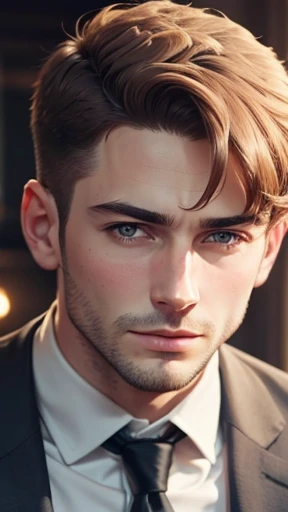 A British short haired man Focus on the face