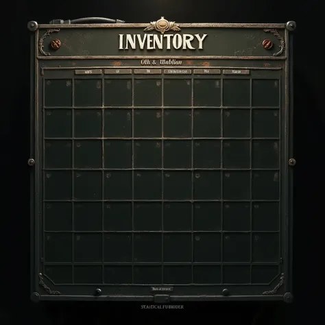 Create an inventory UI image for me that I will use in my own game, like the inventory in real games and have a grid inside the inventory UI but empty, just like Resident Evil & Horror Game