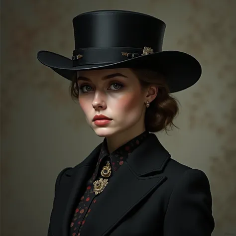 Portrait, front view, Funeral Percher high-quality Hat Elegant