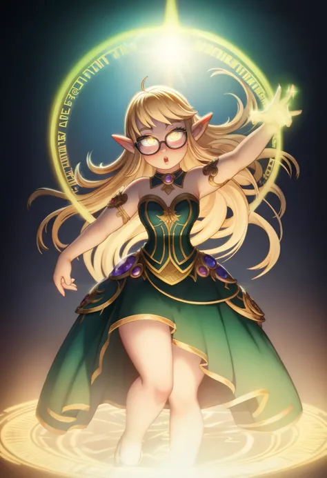 elf, lalafell, final fantasy 14, massive book, glasses, short skirt, triumphant expression, blushing, atmospheric lighting, dynamic pose, detailed eyes, soft shading, intricate design, freckles, delicate facial feature, detailed eyes, soft shading, intrica...