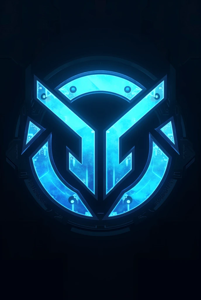 Create a Base Boost logo with a cyberpunk theme with blue and white colors in a round shape. 