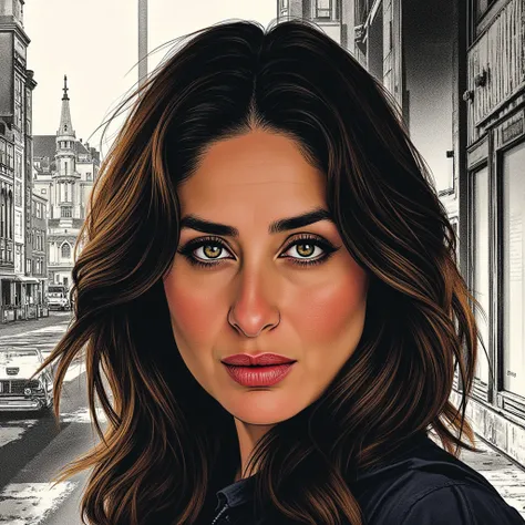 Graphic novel art of a woman. Detailed, expressive, ranges from black and white to full color, often more realistic than traditional comics, highly detailed.