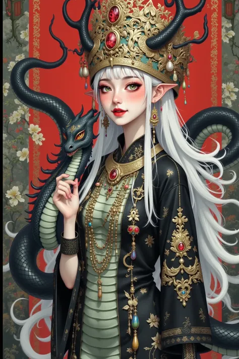 A woman dressed in black holds a black dragon, Vector art provided by Yang J,  Artstation Contest Winner , Fantasy Art, Dragon Girl, the Dragon Girl portrait,  beautiful art illustration, Rob Rey and Kentarı Miura Style ,  Alena Anami and Atgham, Beautiful...