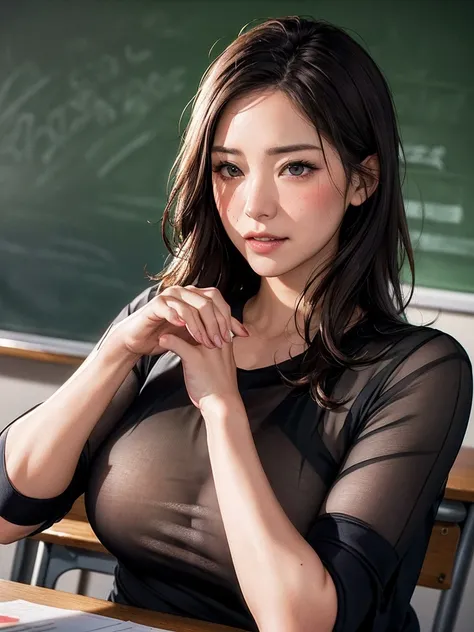 女性 teacher  , Brown clothing, 
(((masterpiece))), ((  best quality)), (( 複雑な Details)), ((  super realistic realism )), ,  mature women,   mature women,   see through,    high definition  , illustration, 1人の mature women,    perfect hands,   Details,  美しい ...