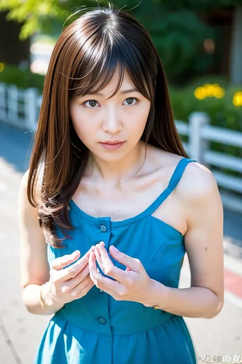  40-year-old Japanese woman 、(Touch my own pussy with my hands:1.0)、 touches chest