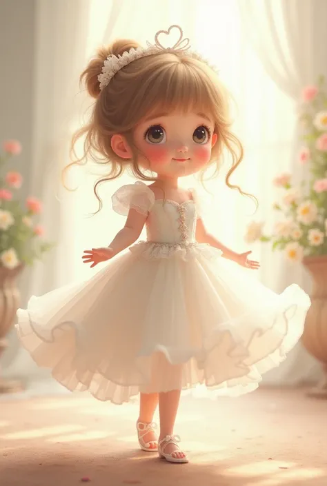  Little cutie with princess dress and white bottom