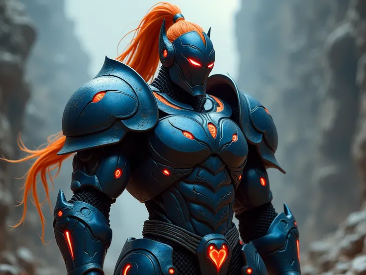 Fulgore was inspired by the armor that medieval knights wore, has his chest puffed out, a headpiece that resembles an orange long  ponytail, and in their arms fluorescent blue plasma mini claws ,and luminous red eyes, blood moon sickle, kick jet the soul