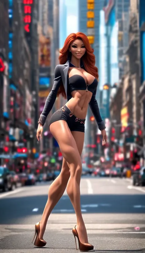 3d, A very feminine Female, full body, heels, ((very muscular legs, very long legs, very big thighs, very thick thighs, very round thighs, very big hips, very wide hips, very round hips, very thick hips, very muscular calves, very thin, very slim, very ski...