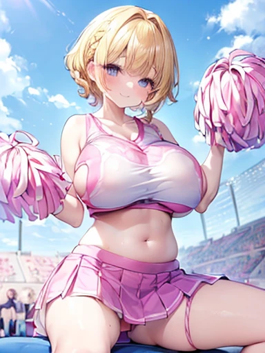 masterpiece, best quality,( more details), perfect lighting,   very detailedCG, very detailed,( very detailed目, very cute face, very detailed顔:1.3), beautiful anime girl,(Solo Girl),( super huge breasts :1.9),( functional, attractive, sexy:1.9),( blonde,  ...