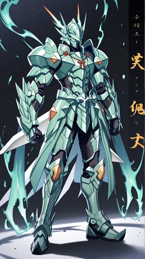 score_9, score_8_up, score_7_up, source_anime, rating_safe, , (realistic: 0.6), front visor, , 1 man, alone, male focus, issei_Hyoudou, powered up equipment, samurai-type armor, green armor, orange gems, golden details, full armor, slender body, long body,...