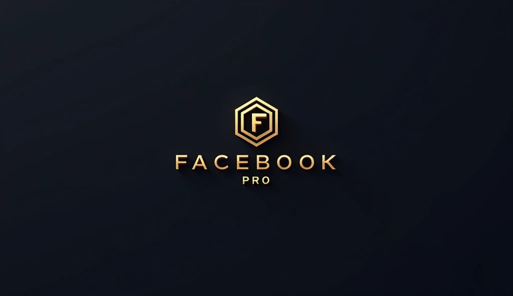 A modern logo with a hexagonal monogram design, featuring the letters F and P combined in an elegant style. This logo has a gold metallic 3D effect, placed on a solid dark background. The text below the logo says 'Facebook' in a bold font and 'Pro' in a sm...