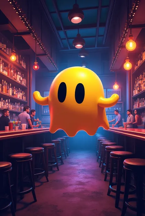 Pacman ghost with a bar in 2d 