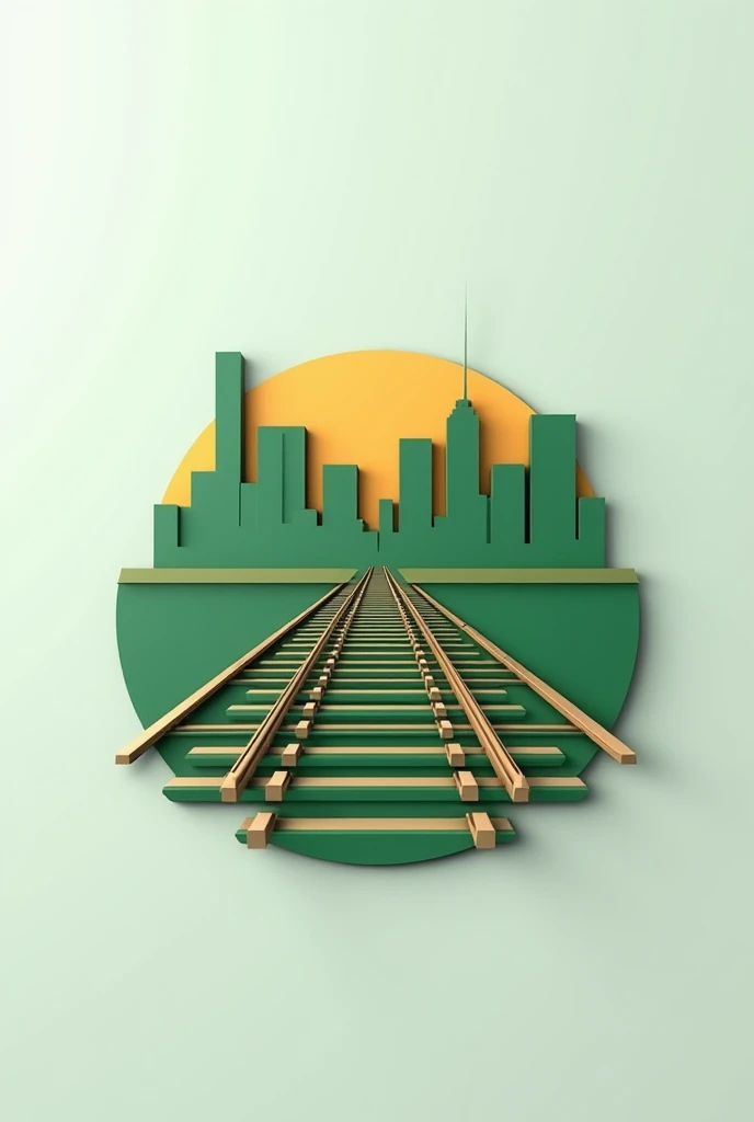 A minimalist 3D logo rendering of "Cargo Vías del Norte ",  a cutting-edge supply chain logistics company . The logo
presents a bold design of the name of the company on top of the railroad tracks horizontally The background is a skyline of a city in half ...