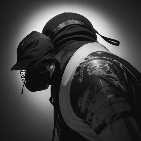 sports,x-ray,ninja,mask ethnicity,black background,monochrome,old paint,sport,terrex,africa
