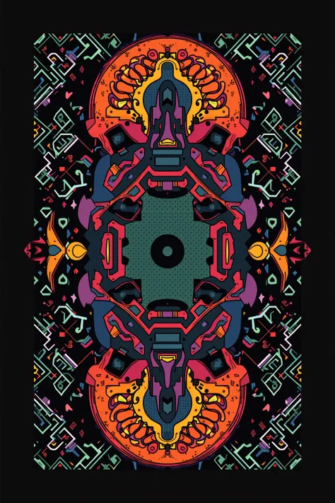 Something hidden in geometric patterns, poster design, illustration, psychedelic, best image quality.