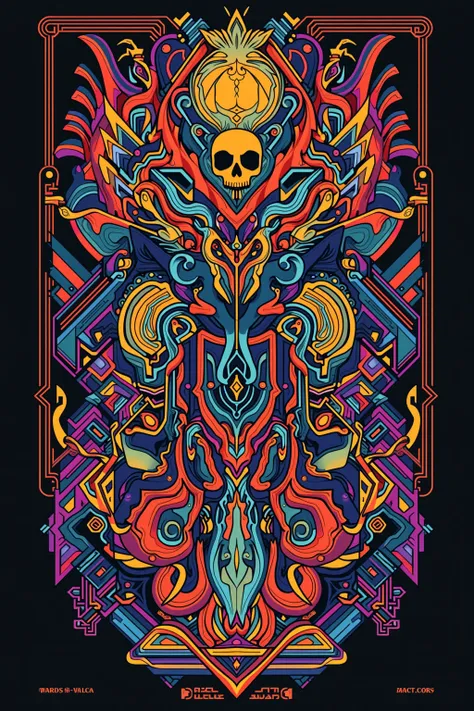 Something hidden in geometric patterns, poster design, illustration, psychedelic, best image quality.