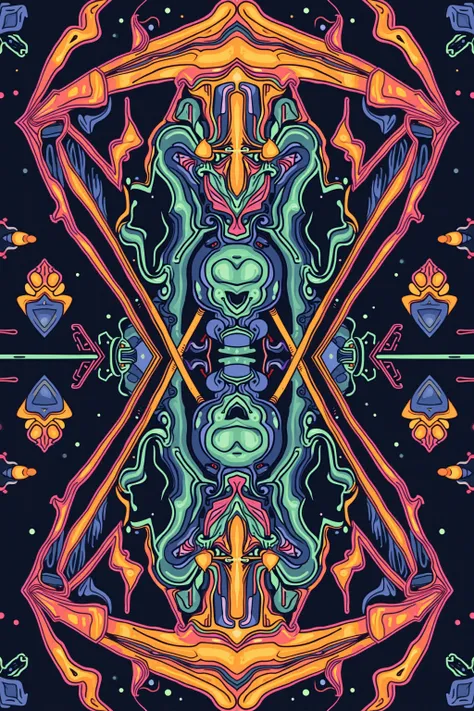 Something hidden in geometric patterns, poster design, illustration, psychedelic, best image quality.