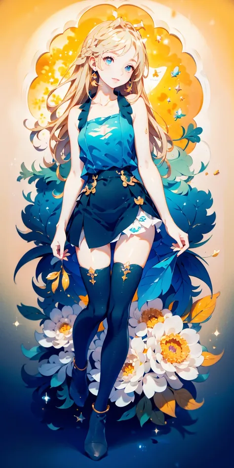 Masterpiece,  High Quality ,  high resolution, 16k,   Makoto Shinkai illustration  , Background details, Digital Paint, young woman, Flashy Blonde ,  long hair,  earrings,  gals,  dark sunburned skin,  long lashes,  pretty eyes ,  sexy face, Nice cleavage,...