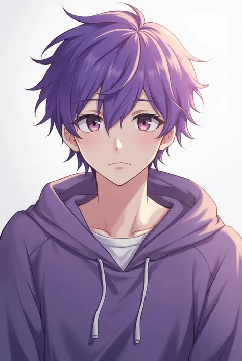 Male asahina mafuyu from project sekai with purple hair Wearing hoodie