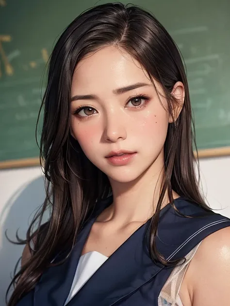 female student   , Navy Outfit , 
(((masterpiece))), ((  best quality)), (( 複雑な Details)), ((  super realistic realism )), ,  mature women,   mature women,   see through,    high definition  , illustration, 1人の mature women,    perfect hands,   Details,  美...