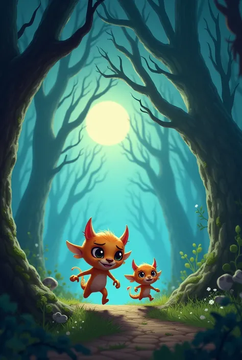 Show me little Bobro and his very game: they run away from fear at night In the woods