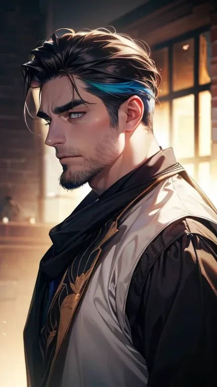 (   best quality,4K,8k,   highres,   masterpiece :1.2),   ultra-detailed   ,(realistic,photorealistic,photo-realistic:1.37),36-year-old man,3 day beard,Beautiful anime,Portraits,strong,Masculine,    with black hair  ,sharp jaw,     mesmerizing eyes     ,  ...