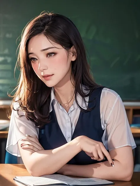 female student   , Navy Outfit , 
(((masterpiece))), ((  best quality)), (( 複雑な Details)), ((  super realistic realism )), ,  mature women,   mature women,   see through,    high definition  , illustration, 1人の mature women,    perfect hands,   Details,  美...