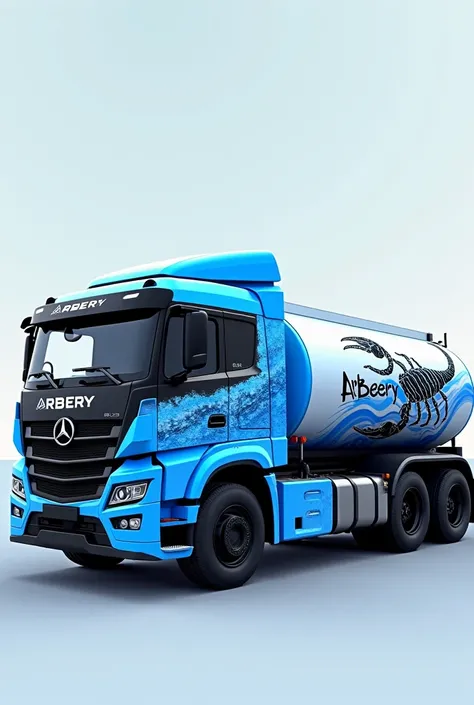  A water tanker inspired by the design of a racing rally vehicle.  The name 'ArBeery' must be small and discreetly located on the sides ,  together with the phrase 'Non-Potable Water' . The design includes soft lines and waves ,  but with an aggressive and...