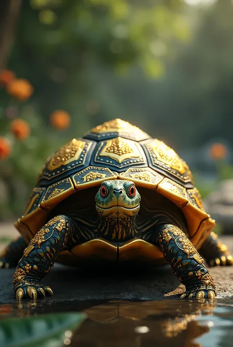 Turtle wearing gold jewelry