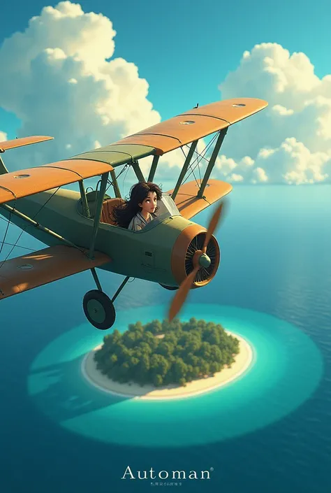 everything's a doll,
"A cinematic illustration of a beautiful age girl with very large features sitting in the cockpit of a World War I-era biplane with two wings and visible propellers. She is piloting the plane while it tilts to the right. The scene is s...