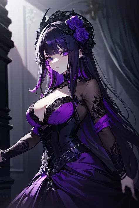 beautiful detailed purple dress, dangerous and alluring, poisonous and seductive aura, 1girl, detailed facial features, elegant pose, dramatic lighting, cinematic, dark fantasy, chiaroscuro, dramatic shadows, moody colors, rich textures, intricate details,...