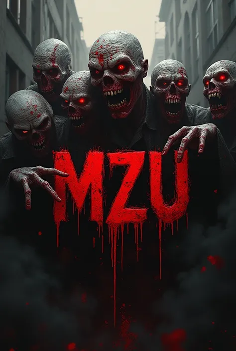 Horror bloody scary student zombie circle logo “MZU”