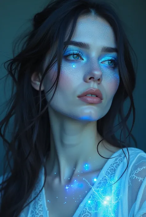 Beautiful Real Looking Woman, Ghotic make up, Pale Skin,  Astral Projection  , Magnificent Soul Wonders and colours, Abstrac Art 
Full Shot of Her , Digital Quality Clear picture, Realistic looking photo, 3D 