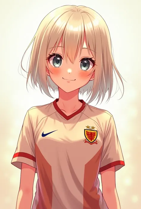 draw a white-skinned girl in a malta national team shirt in anime style