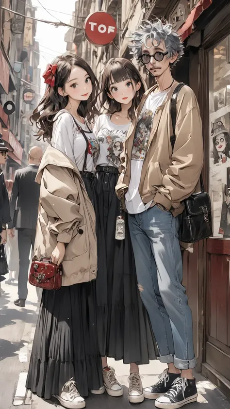  Norman Rockwell   &   Tim Burton style 、 casual fashion、 girl 、