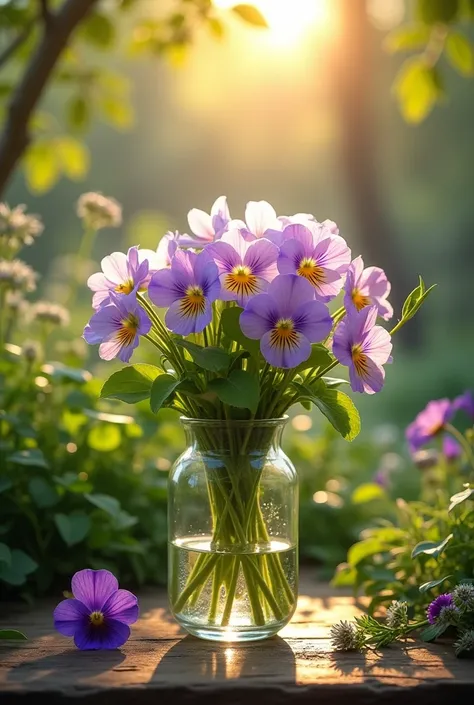 Viola flowers , a vase,  beautiful garden ,  sunlight ,  photography , realism, Canon, как  photography , гиперrealism,  photography  на iphone