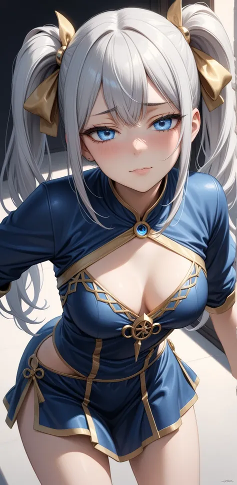 Random Sexy pose , ((Ultra detailing)), (very aesthetic, best quality, ultra detailed), intricate details,
1girl, silver hair, twintail hair, ((Detailed eyes)), ((Beautifull eyes)), ((prefect eyes)), sharp jawline, long hair, Medium breasts, shy, Licking h...