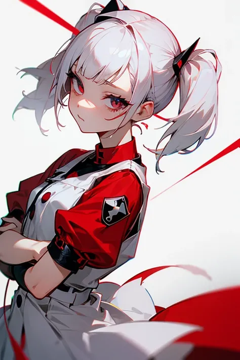  short white hair , ,  Nurse、 punk fashion、Headbang 2.、 red clothes、 Twin Tails、 sharp、