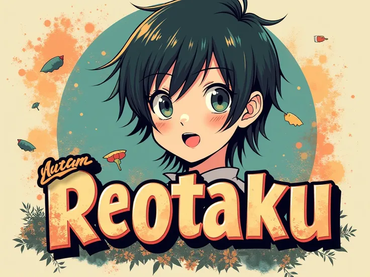 Create a inage with retro anime vibe with the title on reotaku- レオタク